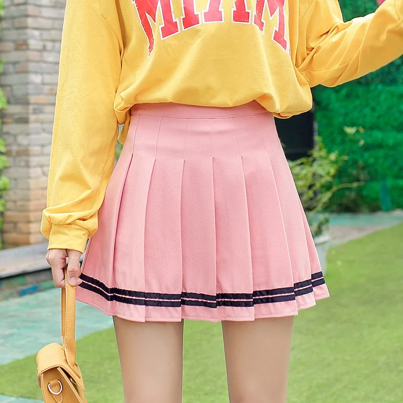 Preppy Girl Pleated Skirts Elastic Waist Summer Vintage Mini Skirts Korean Streetwear Spring Student Strips Designed Dance Skirt 3