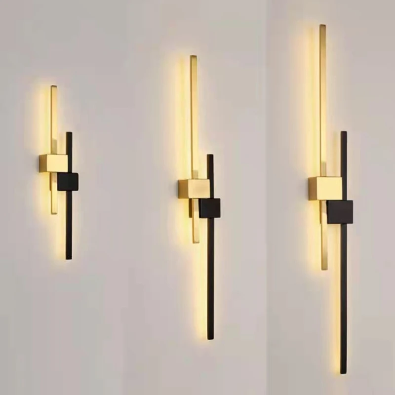 

Minimalist LED Wall Lights Copper Gold Black Bedroom Parlor Lamp Stairs Aisle Sconce 3 Color Temperature Dimming Drop Shipping