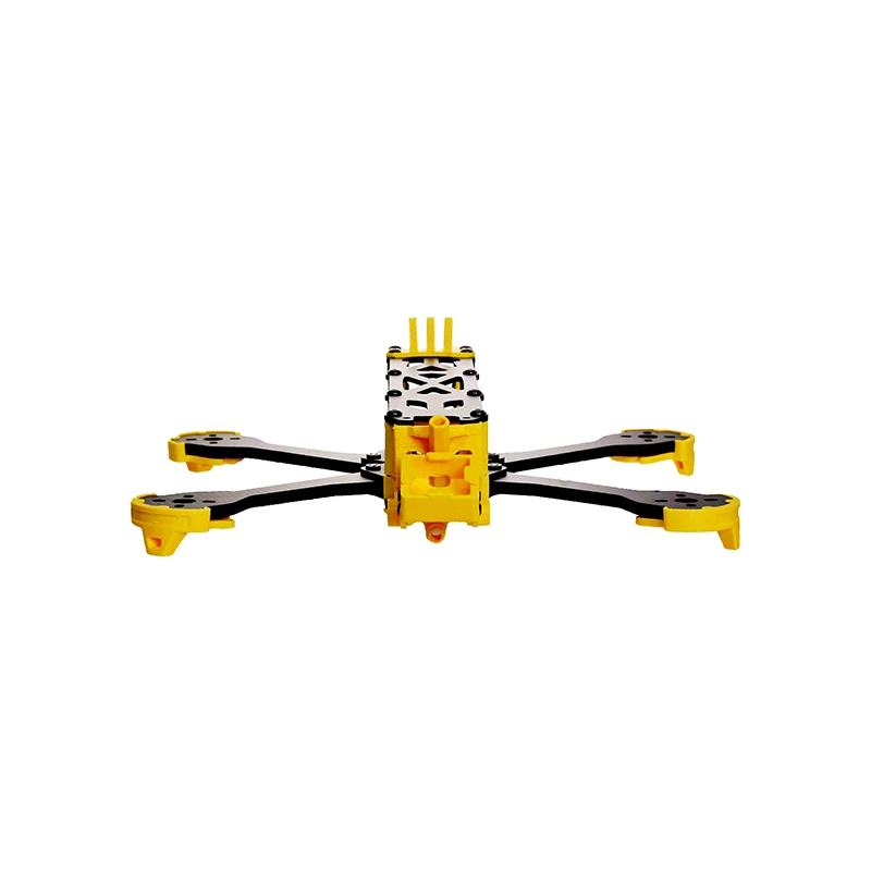 Détail du cadre drone FPV 5 pouces V2207 V3, fixation moteur et passage de câbles intégré.