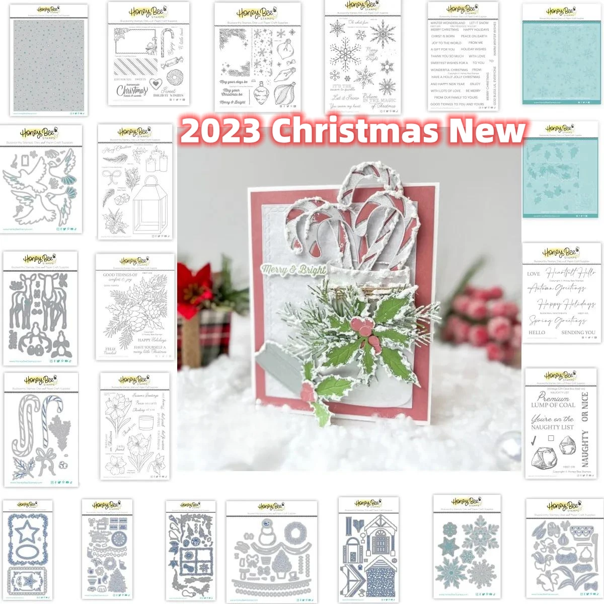 

2023 Winter Christmas Wishes New Metal Cutting Dies Clear Stamps Stencil For Scrapbook Diary Cut Template DIY Make Card Album