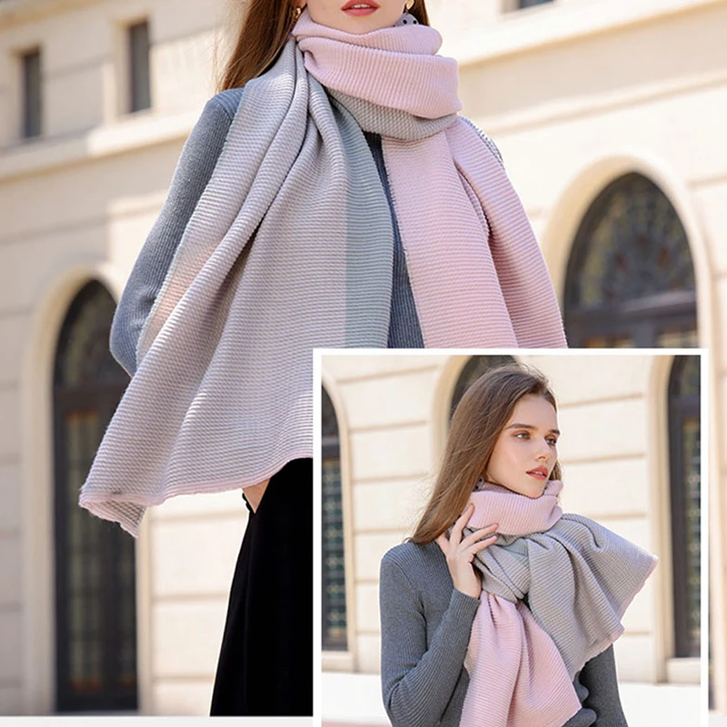 

Winter Cashmere Scarf Women Thick Warm Shawls Wrinkled Wraps Lady Solid Scarves Fashion Tassels Pashmina Blanket Quality Foulard