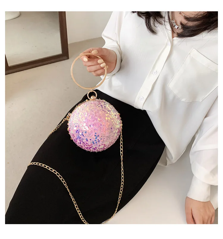 Primavera na Moda Bolsa de Ombro com Cristal Lidar com Festa Lantejoulas Bola Redonda Bolsas Feminina Metal Garras Senhora Bolsa Noite 21 Phones & Accessories