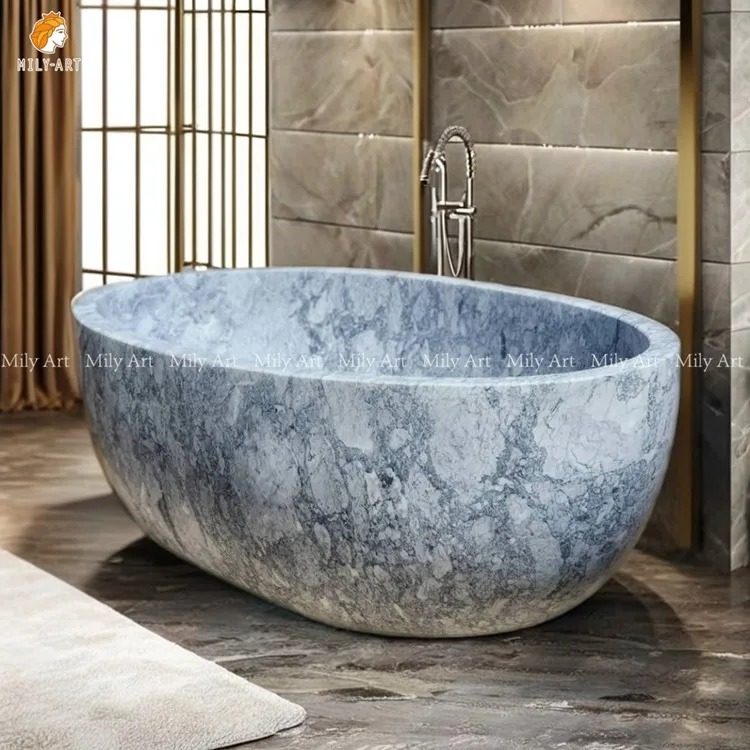 Grey Stone Round Marble Natural Graphic Design Modern Freestanding Bath Tub Bathtub for Sale