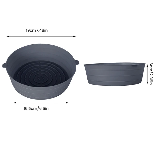 2/3Db Air Stryer Silicone Pock Fogantyúval Újrahasznosítható Levegő Sütő Bélés Hőálló Szilikon Kosár 7,5 Hüvelykes Kerek - Image 3