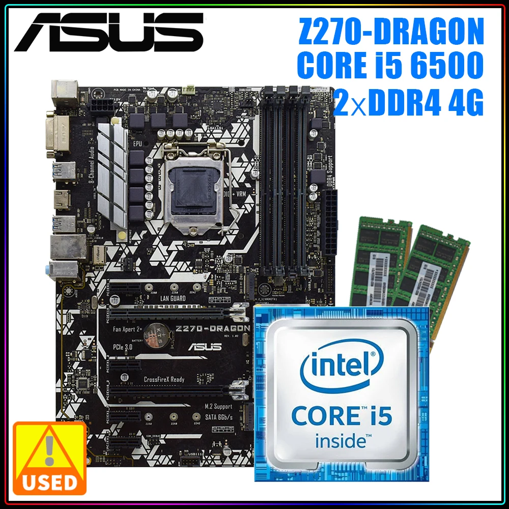 Asus Z270-Dragon Con Core I5 6500 Cpu Ddr4 4G X2 Kit Scheda Madre Lga 1151 Intel Z270 Usb3.0 Pci-E X16 I5 Cpu Kit Supporto Inter