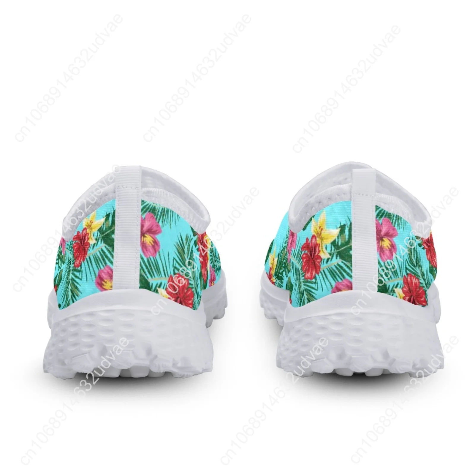 Pretty Tropical Flower Printing Women Flat Shoes Summer Breathable Slip-on Mesh Sneakers Lightweight Loafers Zapatos