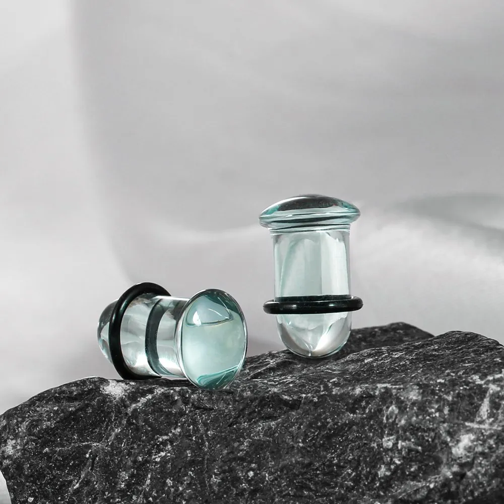 Casvort Pyrex Glass Dead Plugs 14G-00g Comfy Ear Gauges Tunnels Expander 0.5mm Increments Piercing Body Jewelry Stretching Kit