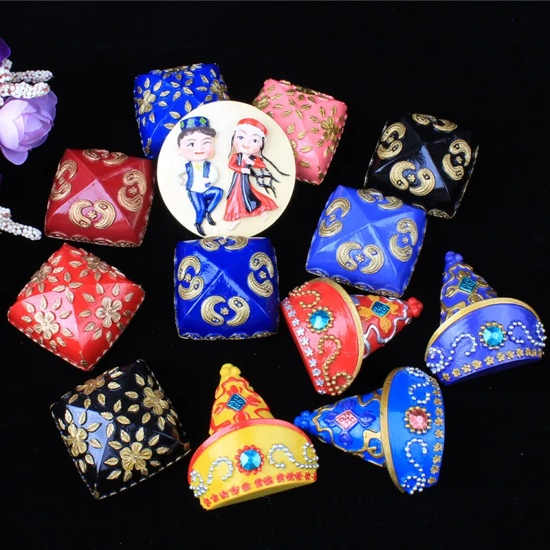 

Xinjiang Tourist Souvenir Refrigerator Sticker, Xinjiang Dance Guliba Langzi Creative Four-Corner Small Flower Hat Ice