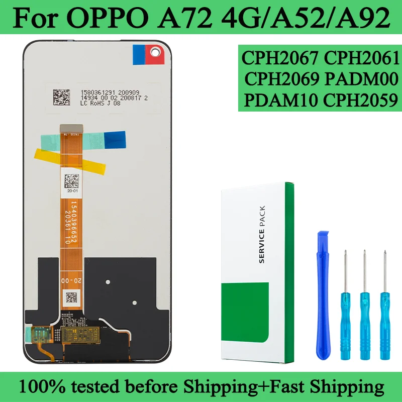 Écran LCD Oppo A52 CPH2061 / A92 CPH2059 / A72 4G CPH2067 - Remplacement Avec Kit Outils (Noir)