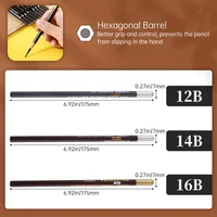 Marie's 10/12pcs Artist Pencils 12B/14B/16B,Black Graphite Core,Matte Pencil Set for Sketching,Drawing,Shading for Students 6