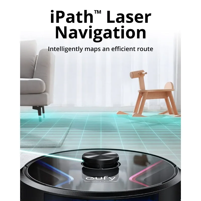 eufy Anker RoboVac X8-Robot Vacuum Pet Hair, iPath Laser Navigation, Twin-Turbine 2000Pa x2 Suction, AI. Map 2.0 Technology