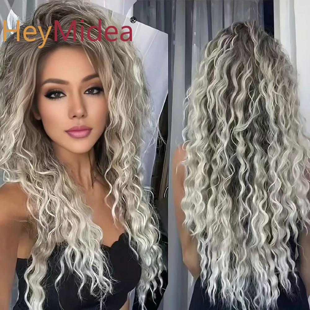 24Inch Anna Synthetic Hair Water Wave Braiding Hair Extensions Ombre Blonde Deep Wave Afro Curl Twist Crochet Hair for Women 2
