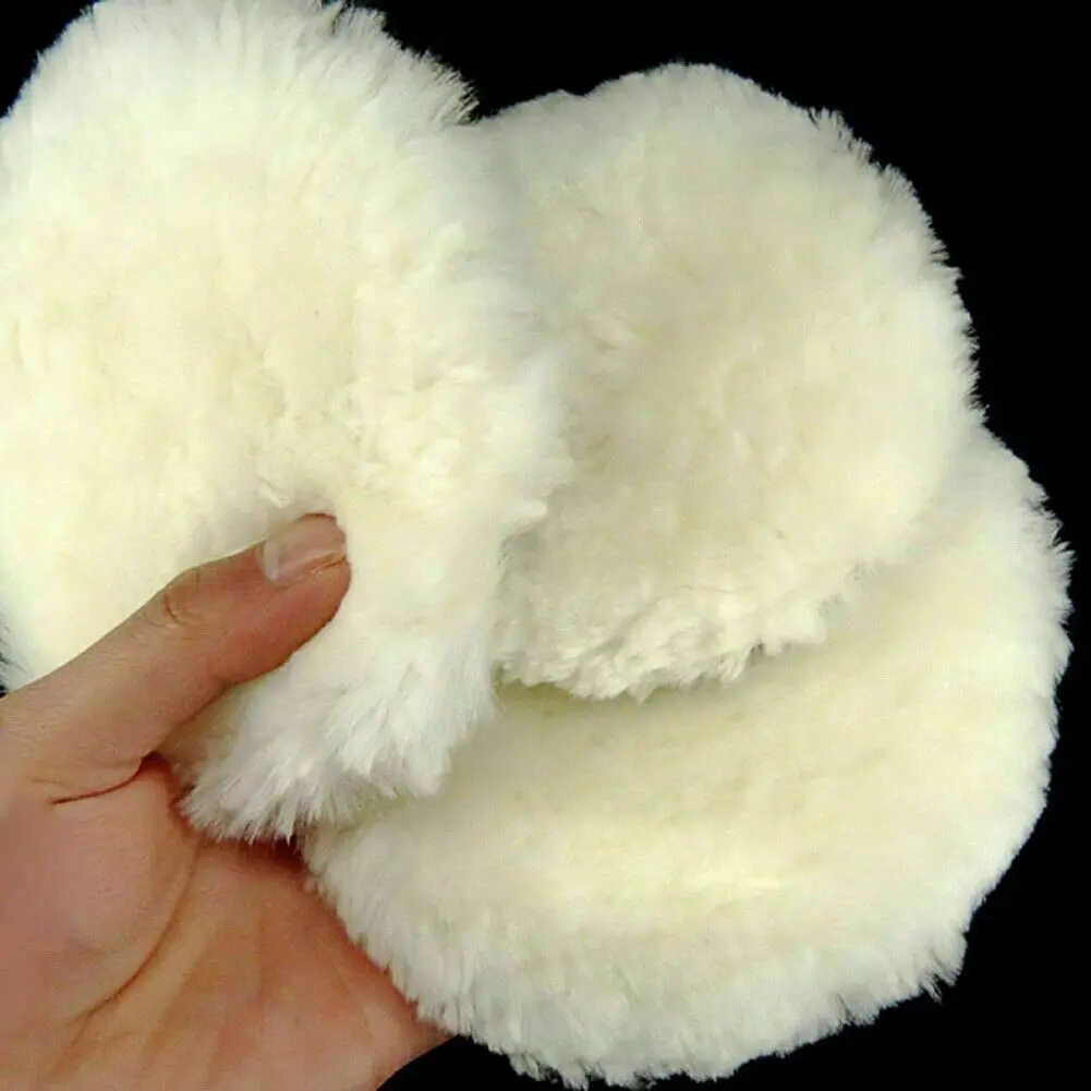 6 Pezzi Cuscinetti Lucidatura Auto In Pile Di Agnello, 5-6 Pollici, Per Lucidatrice Elettrica, Bianco