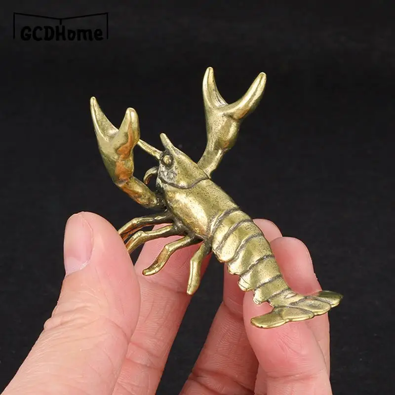 

Solid Brass Miniatures Crayfish Ornament Vintage Animal Pen Holder Desktop Decorations Crafts Collections Lobster Figurines