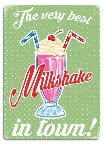 

Jacksoney Tin Sign New Aluminum Metal Milkshake Green. Wall Sign Retro 11.8 x 7.8 Inch