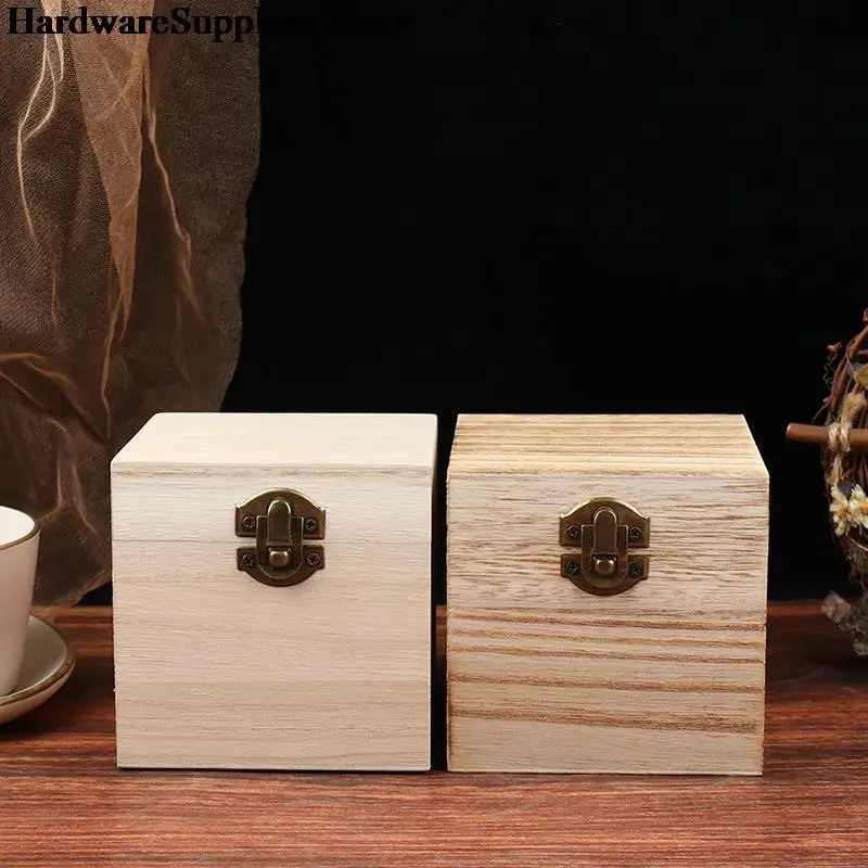 Retro Wooden Box Postcard Storage Organizer Box Retro Jewelry Box Desktop Handmade Wood Clamshell Storage Hand Decoration 4