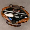 Luufan Genuine Leather Men's Business Handbag 15" Laptop Briefcase Bag Male A4 Document Shoulder Message Computer Bag Work Tote 5