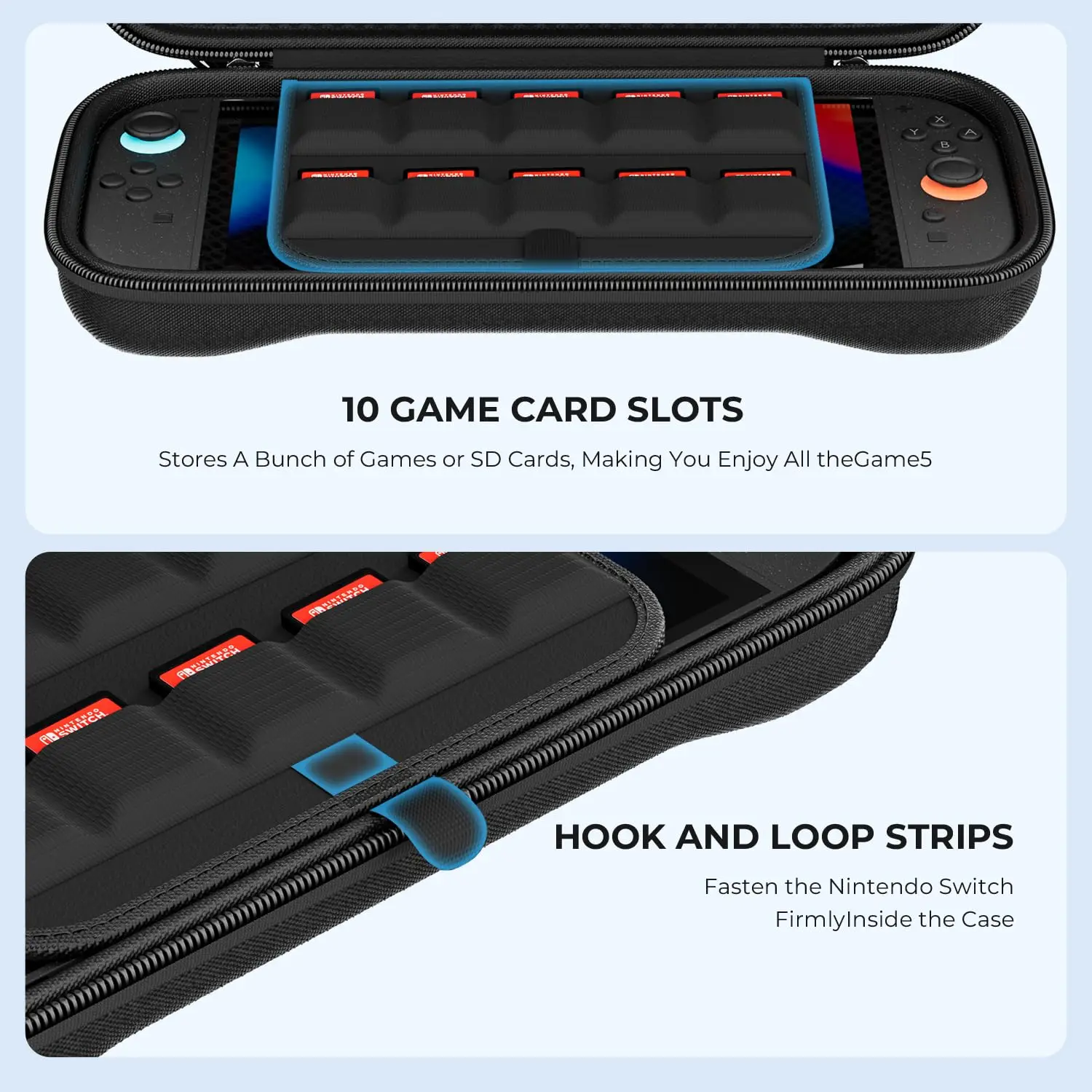 스위치 2 (2025) 케이스, 대용량 보호 하드 쉘 휴대용 여행 케이스 파우치 (스위치 2용), 게임 카드 슬롯 10개 포함