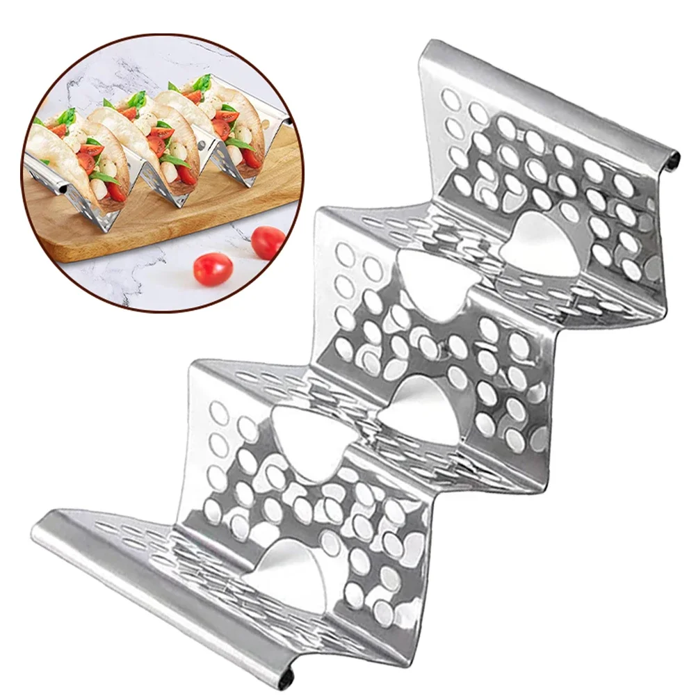 Taco Holder Stand Pancake Rack Stainless Steel Tortilla Taco Trays Plates Display Stand Mexican Food Rack Kitchen Tools
