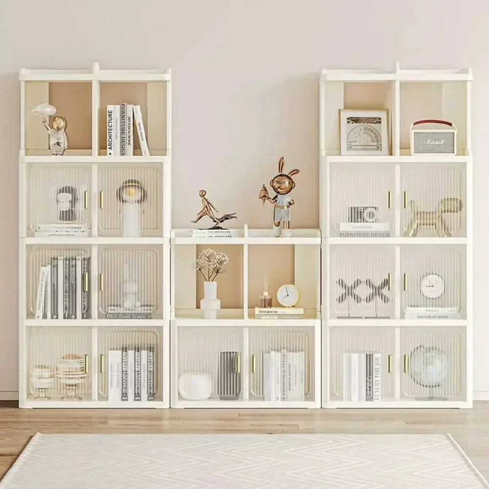 Transparent Bookcase Dustproof Storage Cabinets Floor Standing Large Capacity Display Bookshelf Living Room closets Organizer