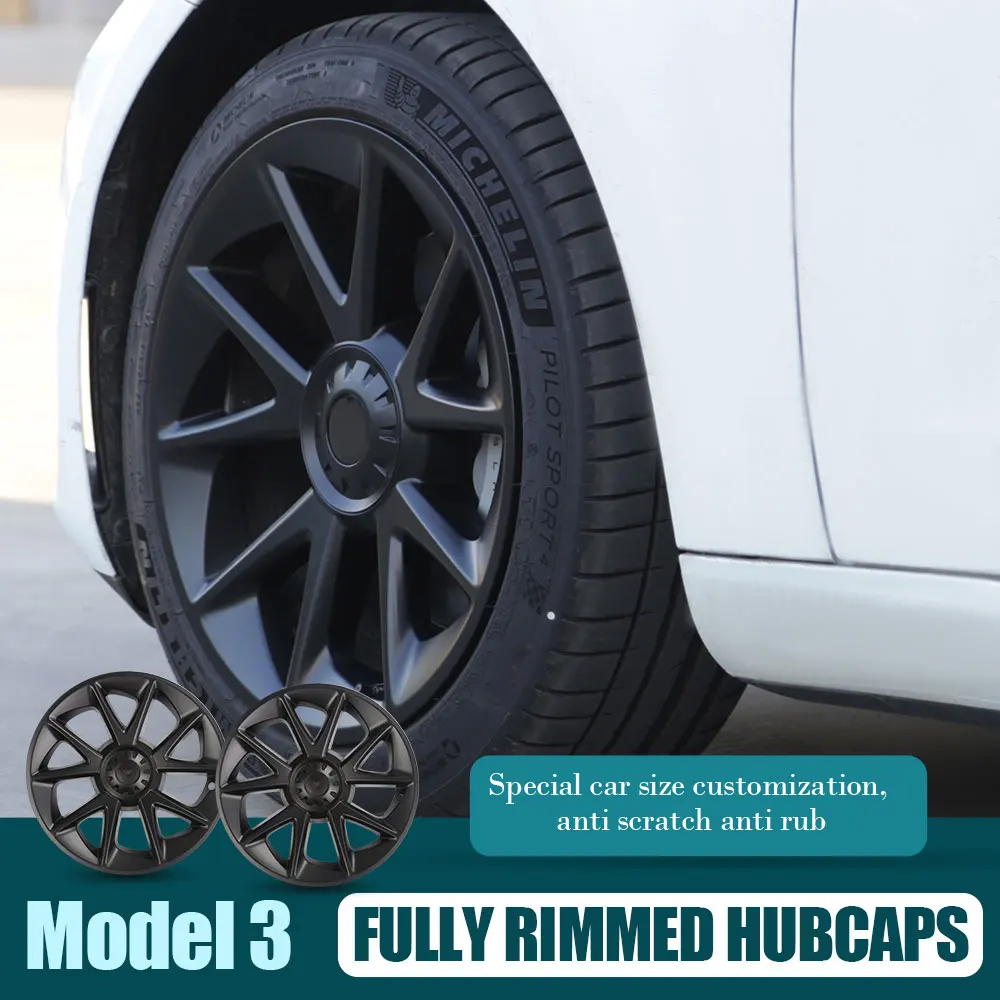 

4Pcs 18-Inch Car Replacement Wheel Cap Performance Hubcap Automobile Full Rim Cover Accessories For Tesla Model 3 Hub Cap