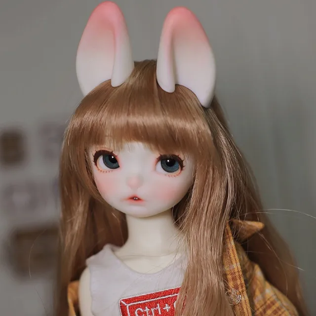 New GOKI DOLL 1/6 points cute rabbit bjd send rabbit ears two-dimensional resin joint movable doll gift with clothes and shoes 2