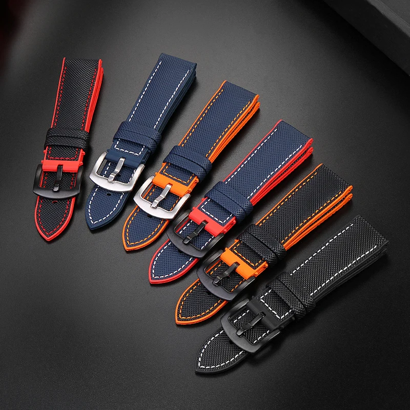 Universal Waterproof Rubber Watch Strap - Unisex, 19-24mm Adjustable Bracelet Wristband