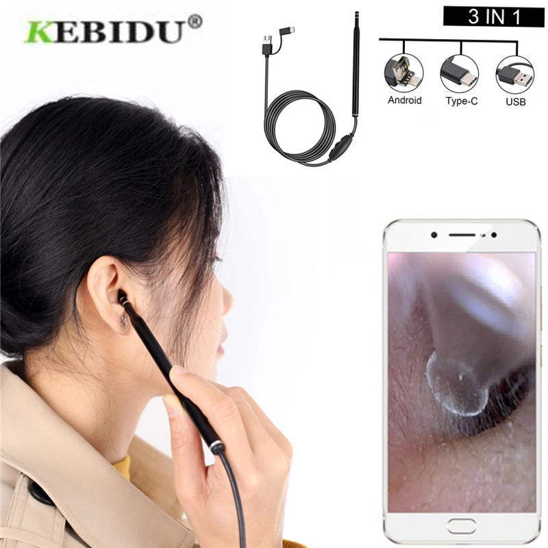 3 in 1 5.5mm Type C Medical Otoscope 6 LED Wifi Ear Cleaning Otoscope Integrated Ear Pick Tool Visual Ear Spoon Camera Endoscope security surveillance