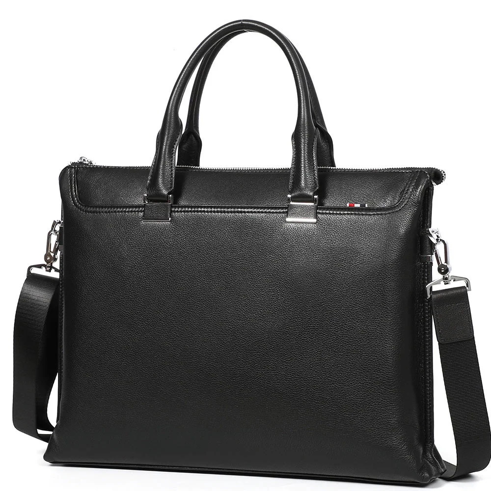 

Luxury brand design cowhide men business bag briefcase natural cowskin laptop office black hand man shoulder bolso hombre