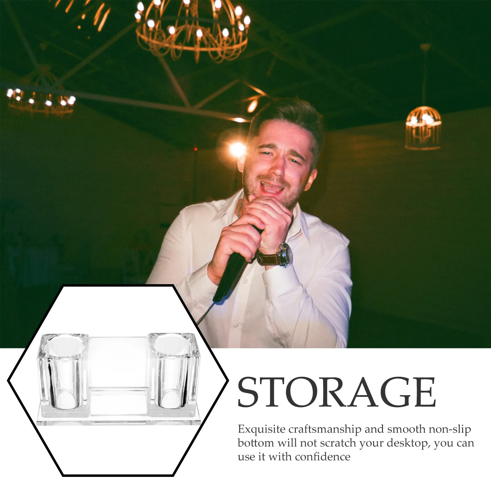 유리 마이크 스탠드 데스크탑 마이크 홀더 헤비 듀티 안정적인 무선 마이크 베이스 홈 스튜디오 사무실용 스크래치 방지 표면