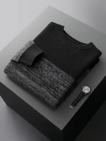 ADDONEE Autumn Winter Men Cashmere Sweater Smart Casual O-neck Pullover Thick Soft Warm Clothing 100% Merino Wool Knitwear Tops 2