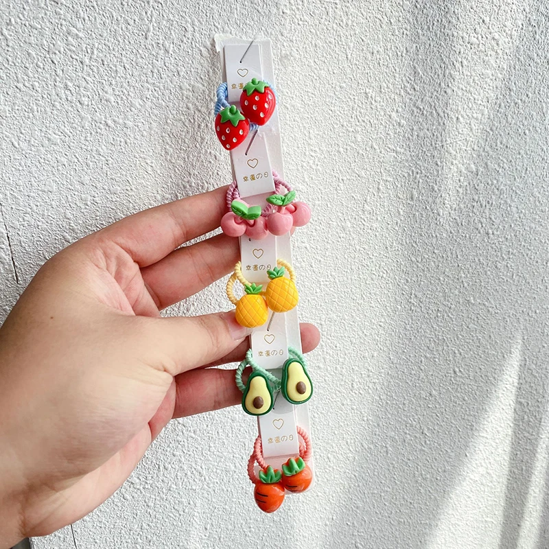 10/2PCS New Cute Cartoon Animal Fruit Kids Elastic Hair Bands Children Hair Ties Girls Hair Accessories Baby Headdress Headwear