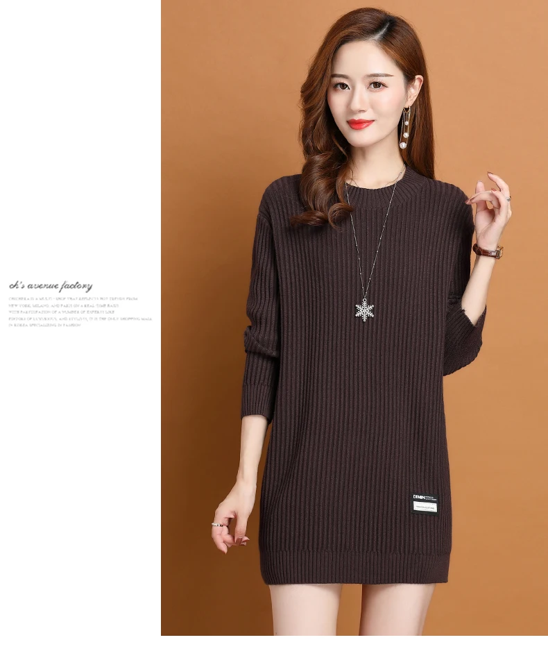 Neue Mittlere Länge Langarm Rundhals Frauen Pullover Neue Pullover Herbst Winter Tops Weibliche Pull Pullover Espero – Detail 15