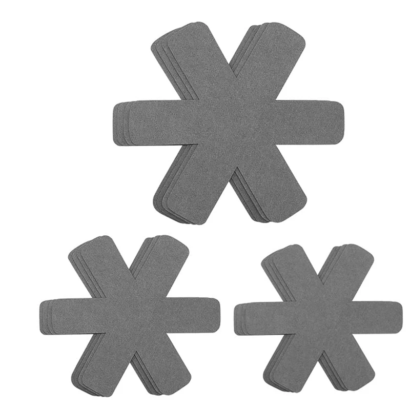 

12Pcs 3 Different Sizes Pan Pot Protectors, Larger&Thicker Pan Pads for Protecting and Separating Your Cookware(Gray)