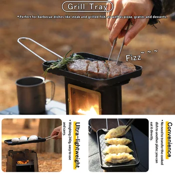 Soomloom Aluminum Alloy Grill Tray Lightweight Barbecue Plate Grill Baking Tray for Outdoor Camping Cooking Equipment 2