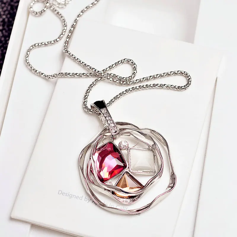 

Hollow Crystal Geometric Long Necklace & Pendants for Women Fashion Bijoux Sweet Jewelry Accessories All Match