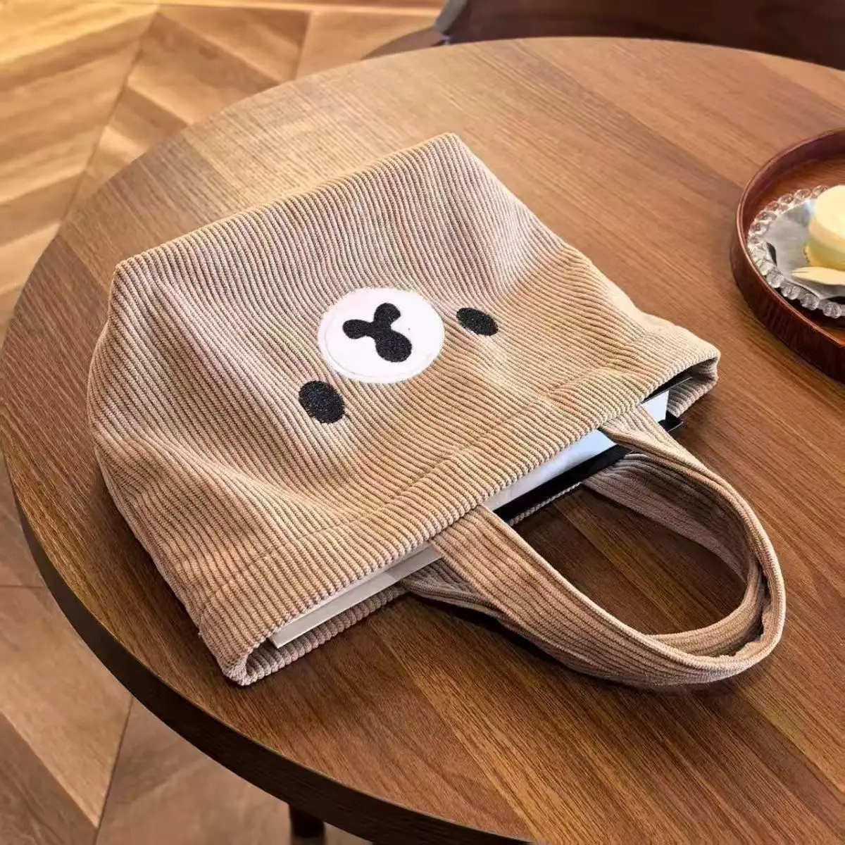 Borsa tote in velluto a coste Rilakkuma, borsa portatile estetica di grande capacità, borsa casual da pendolare per donna - immagine 2