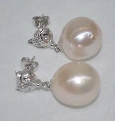

Very luster baroque pink white 12*13 mm kasumi pearl dangle earring
