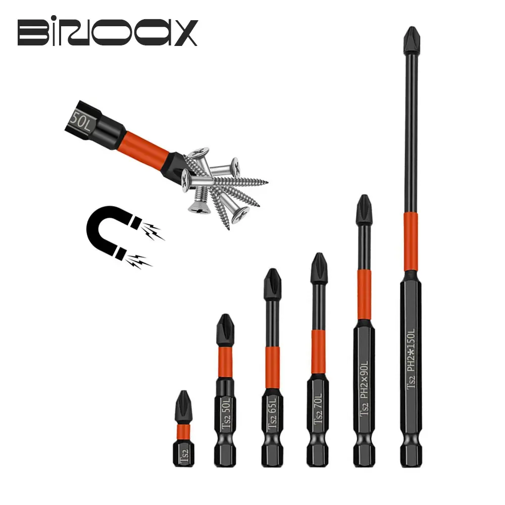 Binoax 5/6Pcs PH2 Magnétique Embout Croisé Ensemble Phillips L'impact Tête de Lot Dureté Tournevis Tournevis Outils À Main