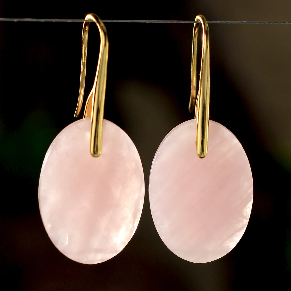 Elegante natürliche Rosenquarz facettierte ovale Anhänger Ohrringe böhmischen Frauen DIY handgemachten Schmuck – Detail 5