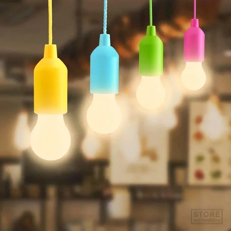 

Яркие лампочки с вытяжным шнуром, портативный светильник с питанием от батареи, для наружного освещения, кемпинга, гаража, внутреннего дворика, палатки