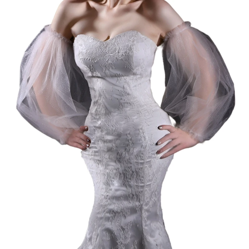 

Съемный белый сетчатый рукав для невесты, свадебный чехол на руку, украшение с рюшами на рукаве для свадебной руки, рукав,