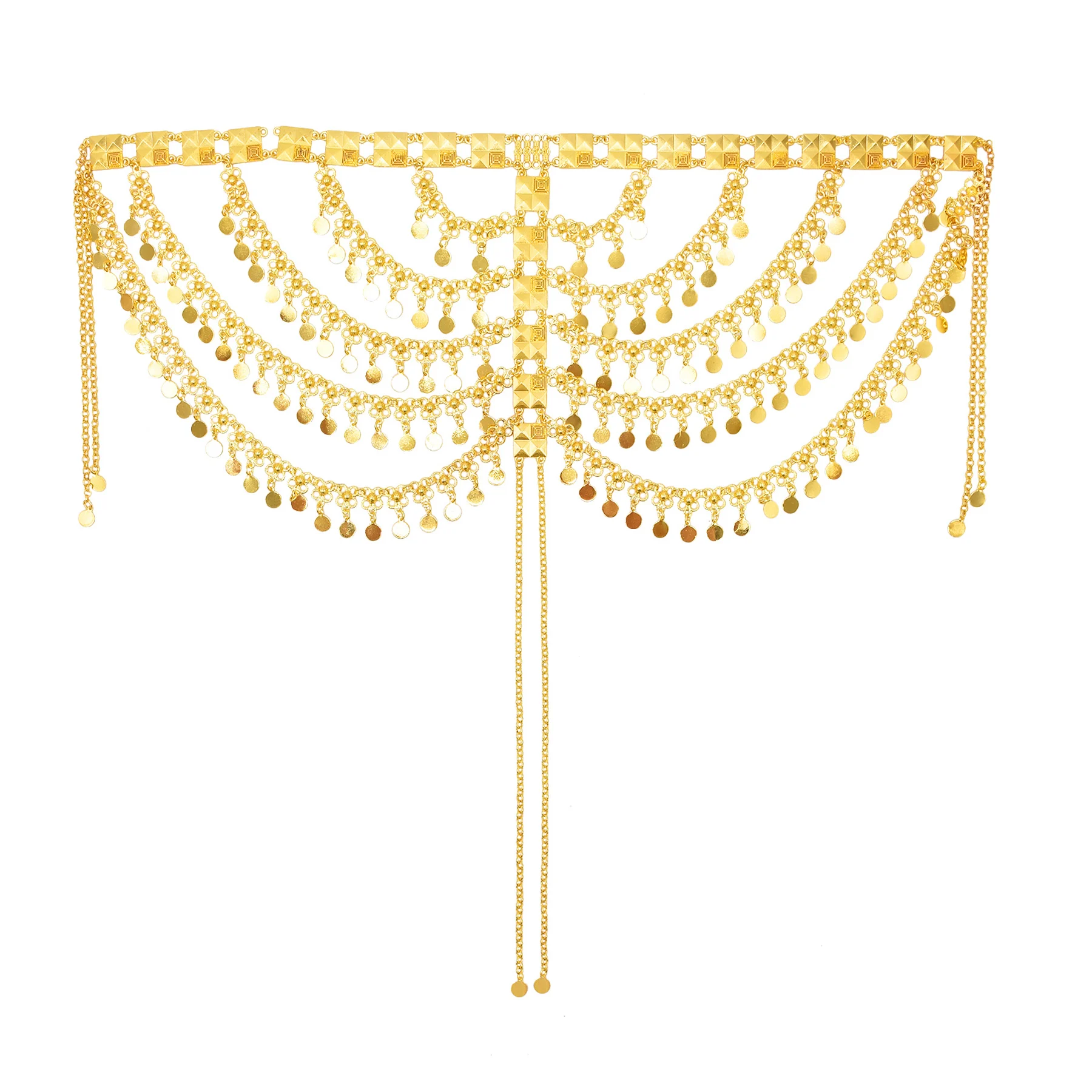 غطاء شعر ذهبي متعدد الطبقات بتصميم شرقي فاخر