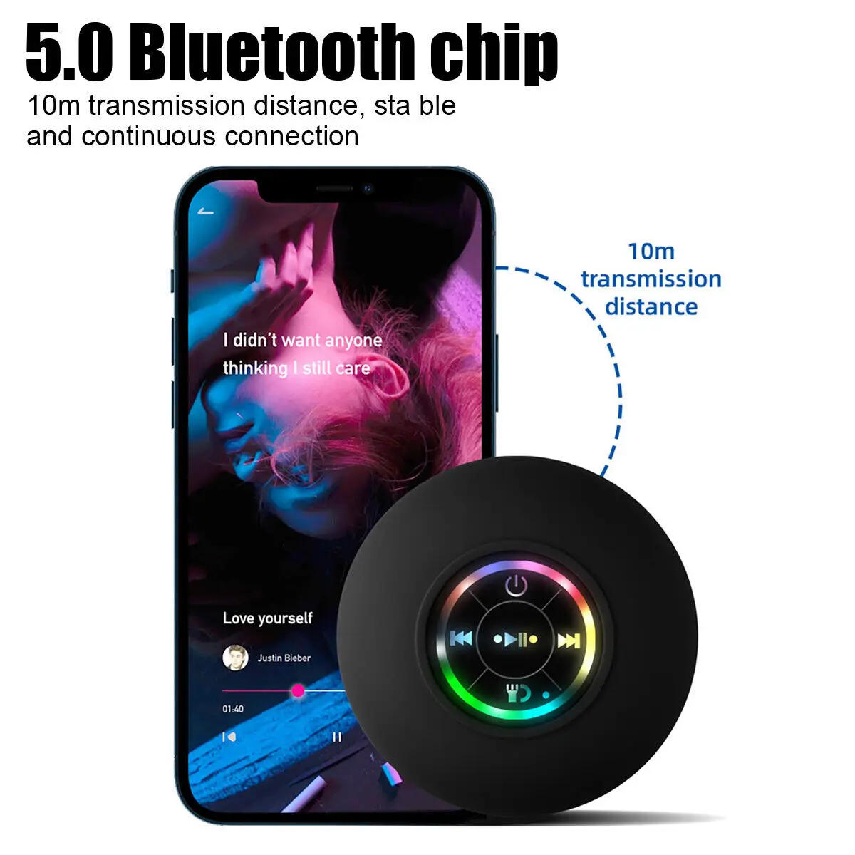 Portable Wireless Bluetooth Speaker Waterproof Suction For Shower Bathroom Black 3 - 5 Days Free Delivery Only UK