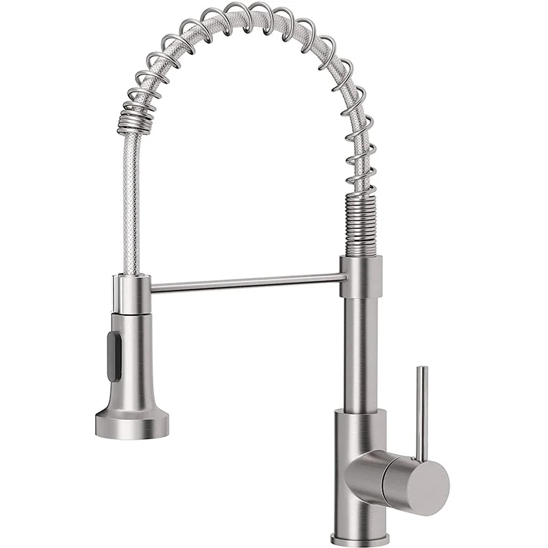cheap kitchen faucets ROVATE Kitchen Faucet with Pull Down Sprayer, Single Handle Spring Kitchen Sink Faucet Cold and Hot Mixer Tap (Matte Black) ceramic kitchen sink Kitchen Fixtures