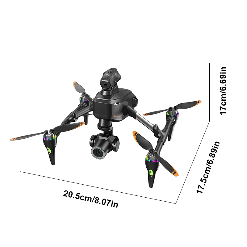 4K Dual Camera RC Drone Toy with Colorful Lights