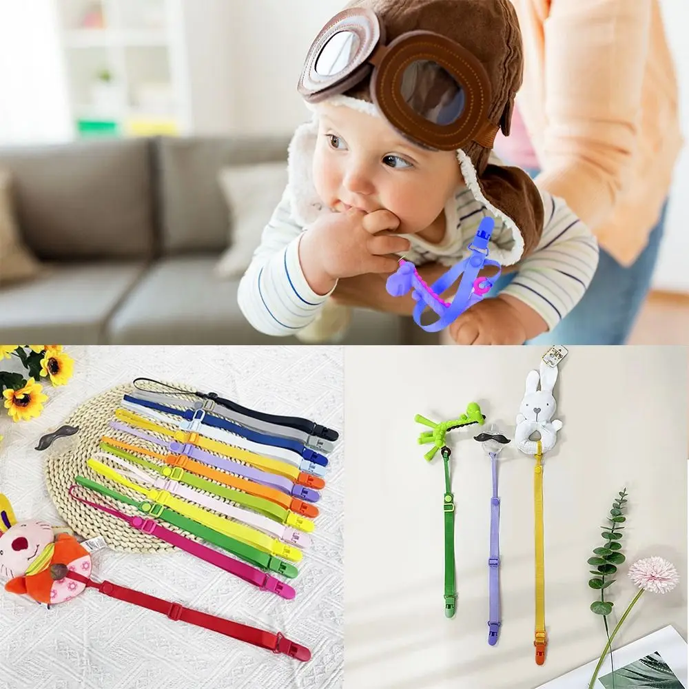 

Anti-drop Baby Pacifier Clip Chain Cute Solid Color Anti-lost Pacifier Holder Rope Webbing Newborn