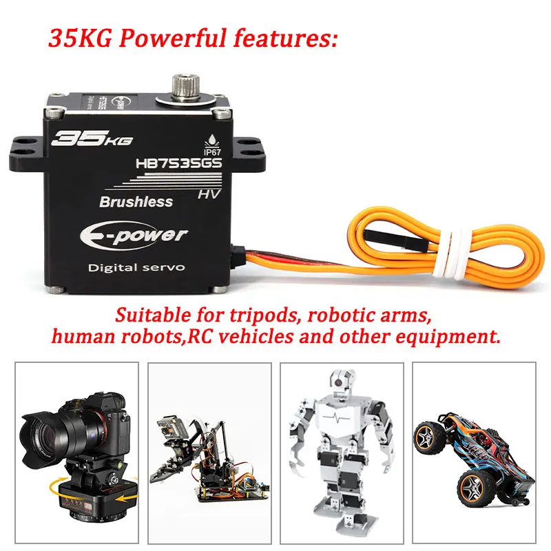 E-Power 방수 브러시리스 서보 360, 전체 알루미늄 케이스, 스테인리스강 기어, 높은 토크, 1/8 1/10 Traxxas TRX4 RC 자동차용, 35kg