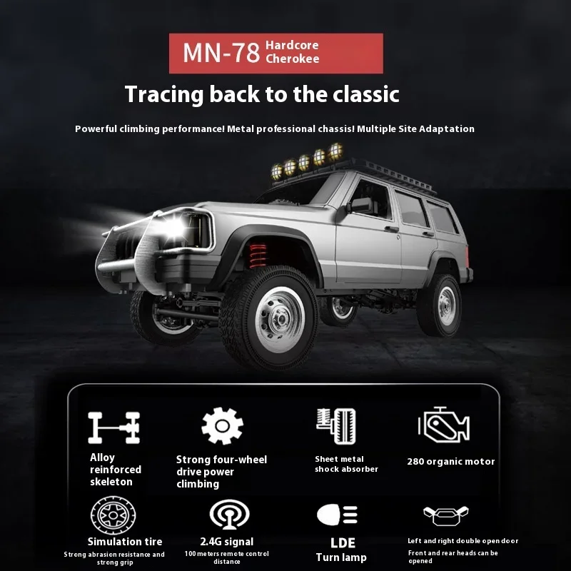 MN78 Cherokee Full-Size 1:12 Four-Wheel Drive 2.4g Long Battery Life Alloy High-Speed Remote Control Car Model Children'S Toys 2