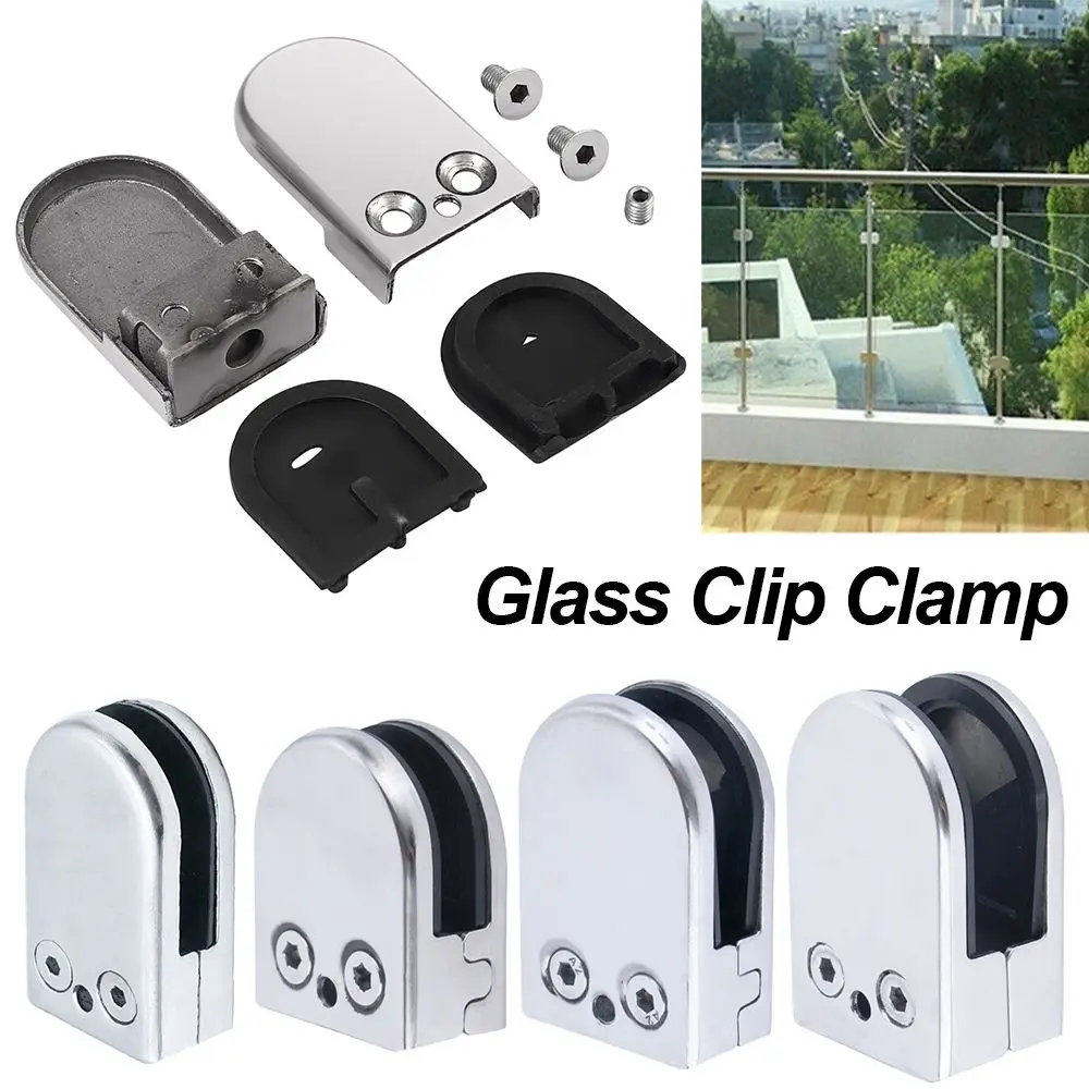 Home Stainless Steel Floor Mount Posts Connector Glass Clip Glass Clamp Support Bracket Furniture Supplies